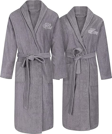 his and hers robes set set of 2 grey terry cotton robes for couples perfect wedding