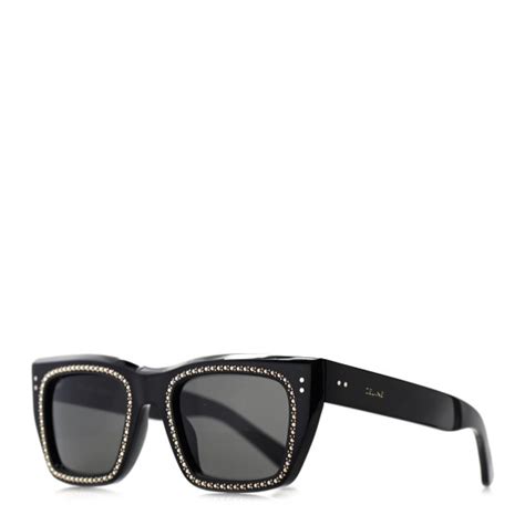 Celine Acetate Crystal Embellished D Frame Sunglasses Cl4082is Black 748180 Fashionphile