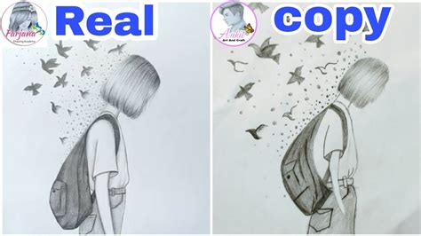 From here you can learn how to draw, channel created;02 january 2020. Creative drawing | A girl with school bag | farjana ...