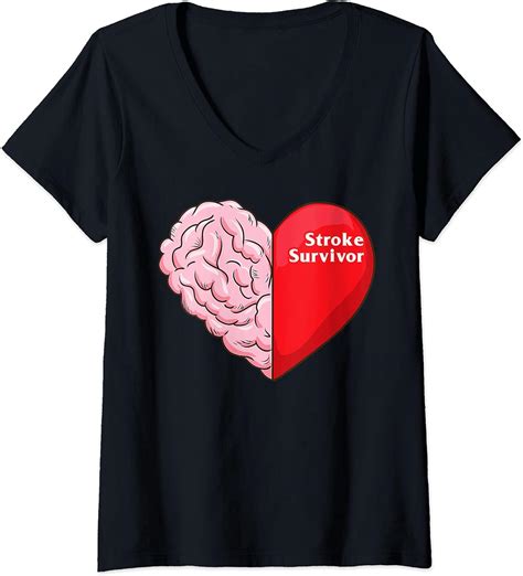 Womens Stroke Awareness Heart Disease Stroke Survivor V Neck T Shirt