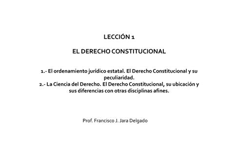 Leccion 1 El Derecho Constitucional Curso 2020 2021 LecciÓn 1 El Derecho Constitucional 1