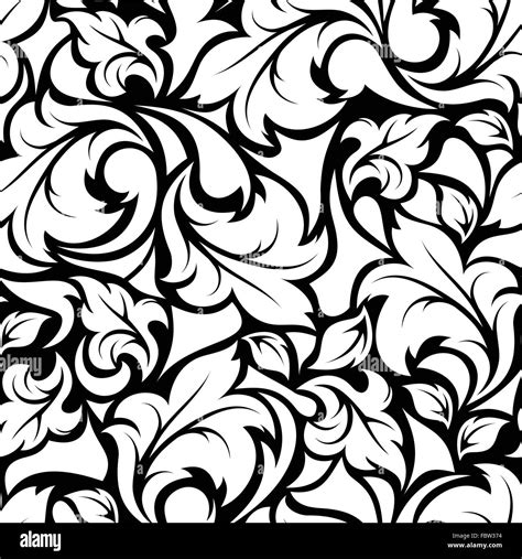 vintage seamless black and white floral pattern vector illustration stock vector image and art