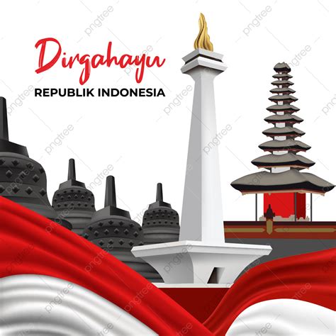 Vector Del Día De La Independencia De Indonesia Monas Borobudur Pura