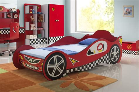 Race car children kids bedroom furniture bed safety foam free delivery 140x70cm. Red Race Car Beds For Kids - KFS STORES