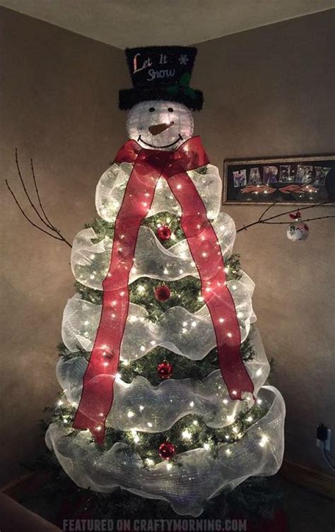 Lovely Snowman Christmas Tree To Make Using Mesh Creative Christmas