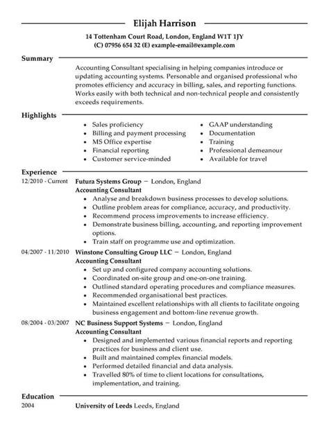 Best Consultant Resume Example Livecareer Accounting Consultant