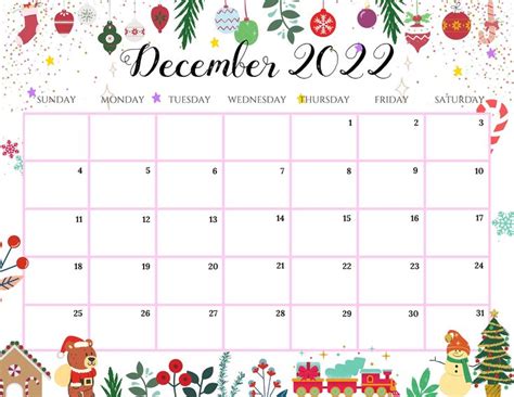Editable December 2022 Calendar Gorgeous Colorful Christmas Etsy In