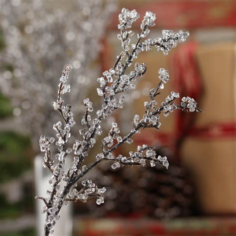 Package Of 12 Artificial Ice Look Twig Branches Accent Picks For