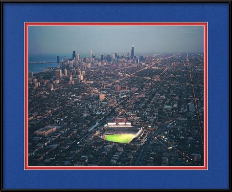 Wrigley Field And Chicago Skyline Cubs At Night Chicago Cubs Framed Print