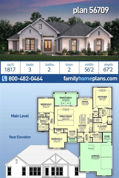 Plan 56709 Beautiful Southern House Plan With Lots Of Storage Space