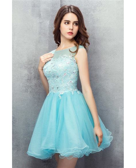 Cute Sky Blue Tulle Short Prom Dress Yh0110 122