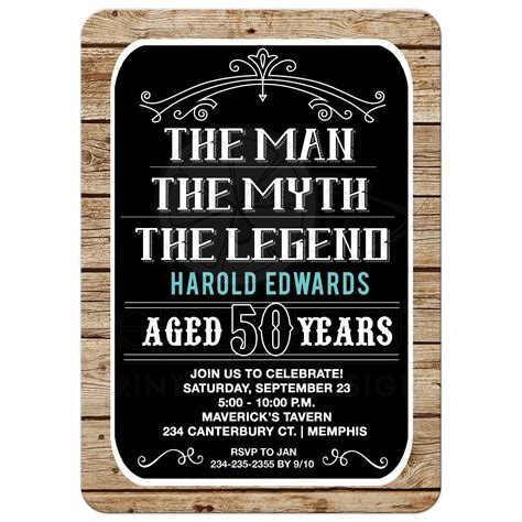 Bold and fun candy centerpiece. Man, Myth, Legend 50th Birthday Invitation / 50 Year Old ...