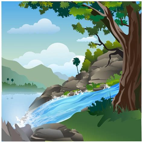 Premium Vector Natural Waterfalls
