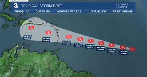 2nd Named Storm Of 2023 Atlantic Hurricane Season Tropical Storm Bret