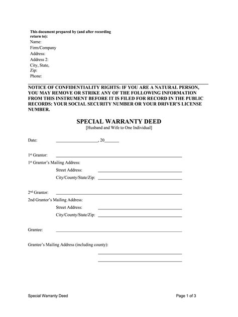 Special Warranty Deed Fill Online Printable Fillable Blank Pdffiller