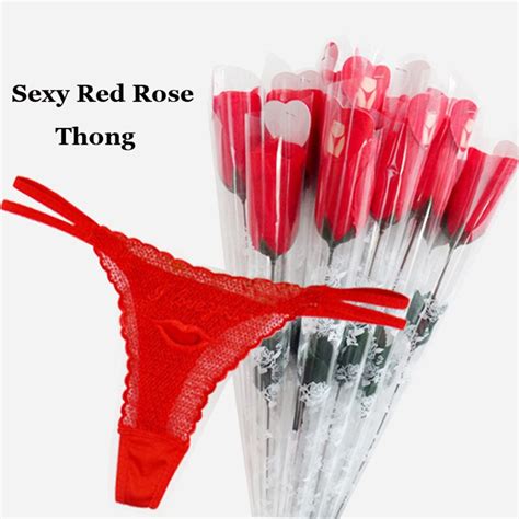 5pcs Sales Woman Lace Underwear Tanga Sexy Panties Thong Red Rose Thong Flower G String Femme