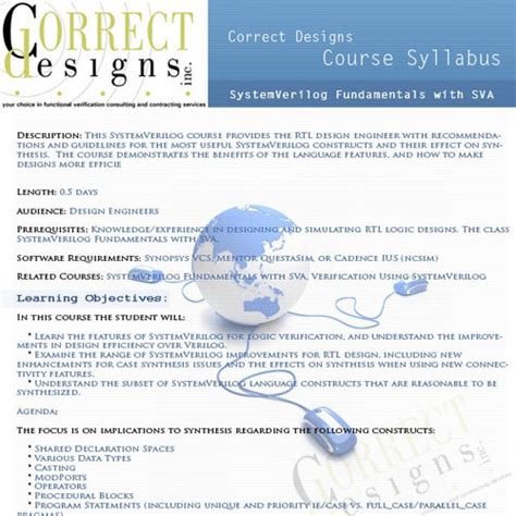 One Page Product Brief And Syllabus Template Print Or