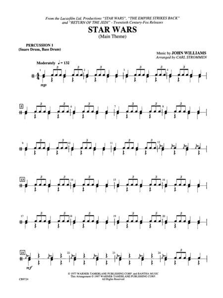 Star Wars Main Theme 1st Percussion By John Williams Digital Sheet