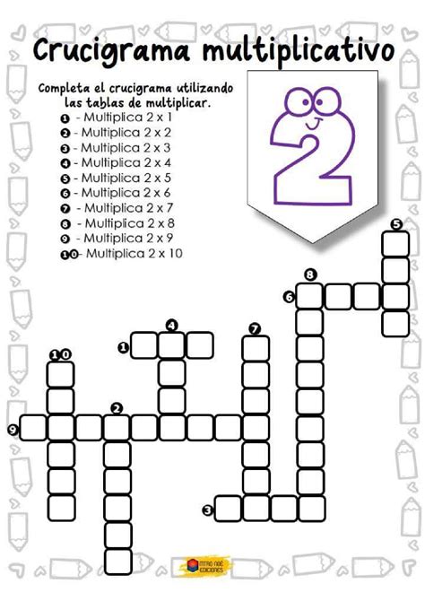 Crucigrama Multiplicativo Crucigramas Crucigramas Para Imprimir Tablas