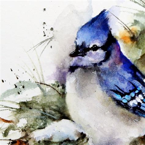 Blue Jay Winter Watercolor Bird Art Print By Dean Crouser Etsy Uk