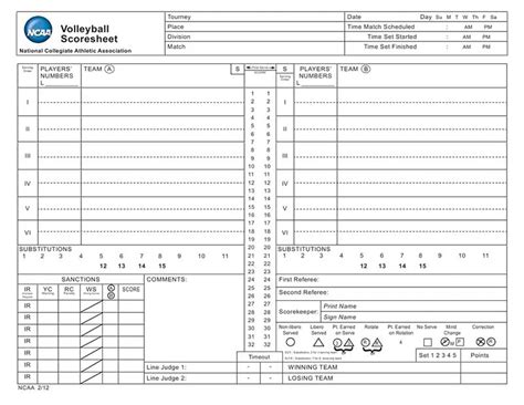 Volleyball Score Sheet Free Download Create Edit Fill