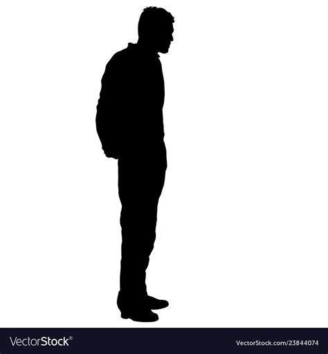 Black Silhouette Man Standing People On White Vector Image