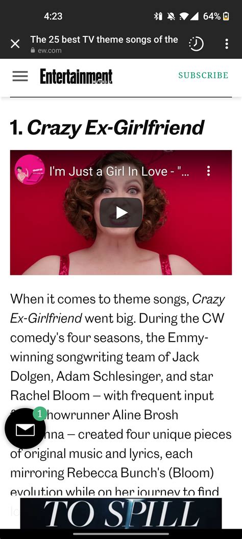 Crazy Ex Girlfriend Was Ranked Number For Theme Songs Of The St Century R Crazyexgirlfriend