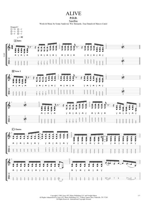 Alive By Pod Full Score Guitar Pro Tab