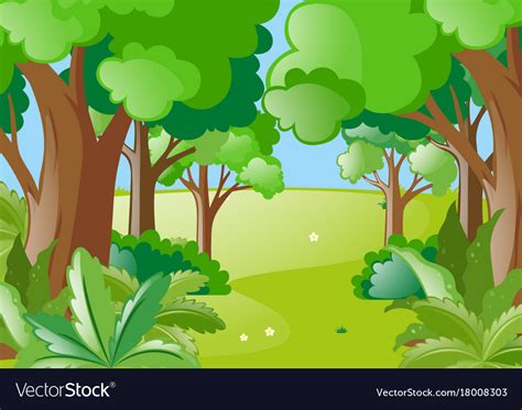 Nature Scene With Green Forest Royalty Free Vector Image