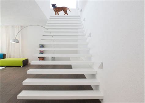 Contemporary Wooden Floating Steps Staircase With Invisible Stringer