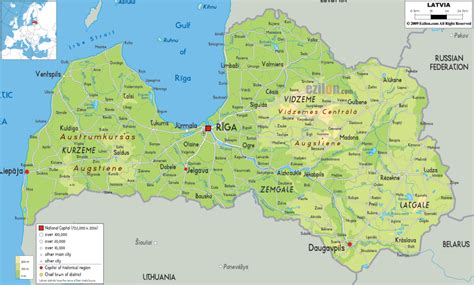 Карта Латвии с городами - Eurotraveler.ru