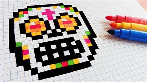 Cada dibujos con pixeles faciles artículos. Halloween Pixel Art - How To Draw Sugar Skull #pixelart ...