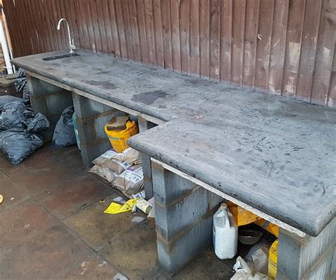 Outdoor Kitchen Casting Concrete Worktop With Curved Edges 17 Steps