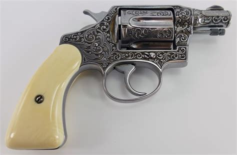 Deeply Engraved Ivory Gripped Colt Bankers Special 38 Special