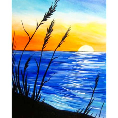 Blue Sunset Sunset Painting Sunrise Painting Easy Landscape Paintings
