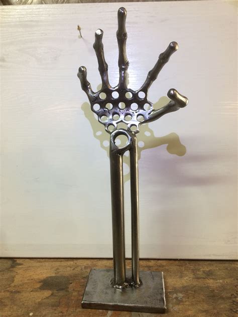 Metal Hand Sculpture I Made From Nuts And Bolts Metal Art Scrap Metal Art Metal Sculpture