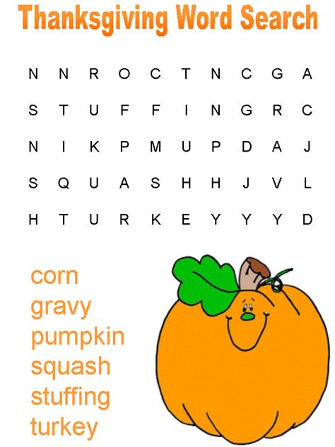 Free Printable Thanksgiving Word Searches