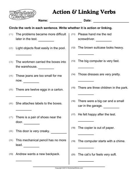 Linking Verbs Worksheet Find The Linking Verbs ALL ESL OFF