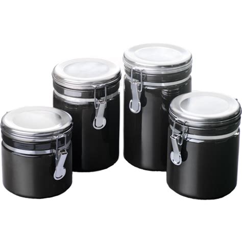 ✅ free shipping on many items! Ceramic Kitchen Canisters - Black (Set of 4) in Plastic ...