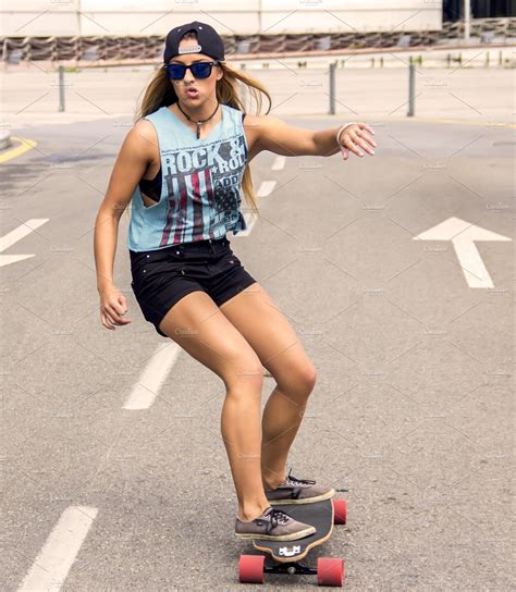 Skateboarder Girl ~ Sports Photos ~ Creative Market