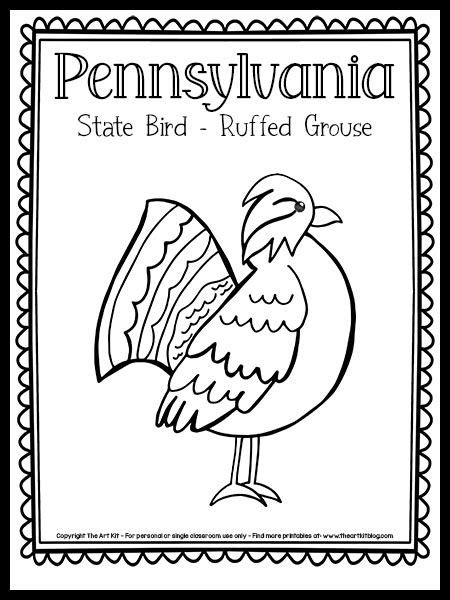 Pennsylvania State Bird Coloring Page Ruffed Grouse Free Printable