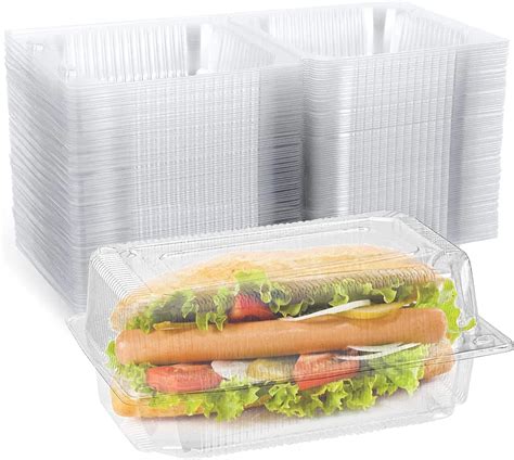 Pack Of 100 Disposable Sturdy Plastic Hinged Loaf