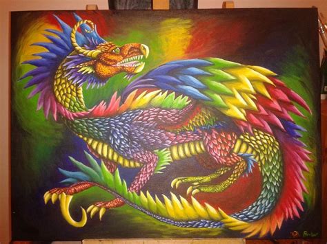 Jaz The Rainbow Dragon Acrylic Painting 2015 By Diana Barber Dragon