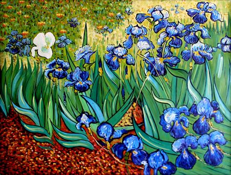 Hand Painted Oil Painting Van Gogh Irises In The Garden Repro 36x48in