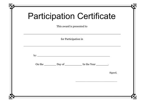 Participation Certificate Template Free Download With Participation