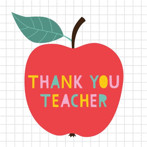 Thank You Teacher Text Design With Red Apple Illustrations Royalty