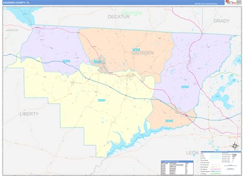 Gadsden County Fl Wall Map Color Cast Style By Marketmaps Mapsales