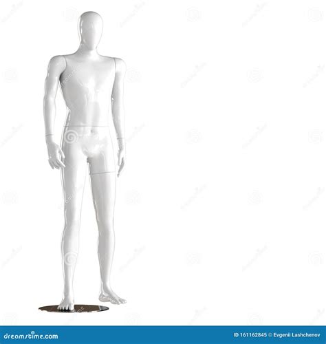 White Faceless Guy Mannequin Standing In A Normal Pose Isolated On A White Background 3d