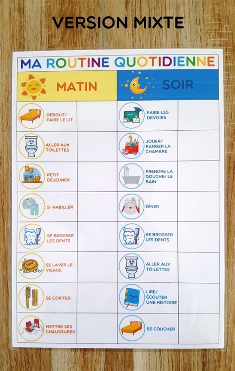 Ma Routine Quotidienne Etsy Daily Routine Teaching French Kids