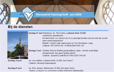 Nieuwsbrief Oktober 2020 Vrijzinnig Hervormde Gemeente Delft